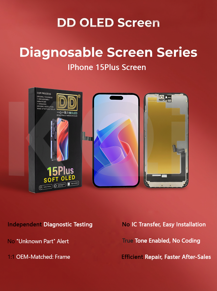 DD OLED Diagnosable Screen for iPhone 15 Plus - Soft OLED Display