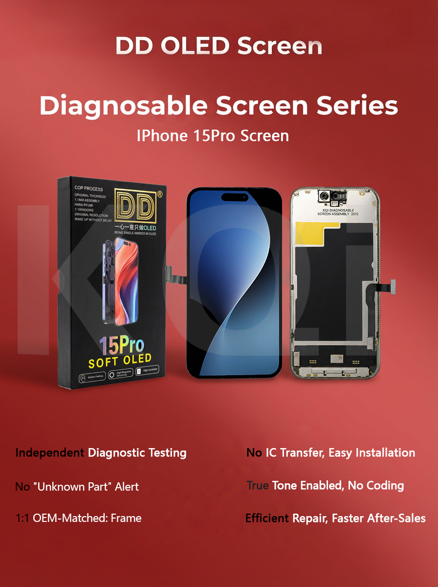 DD 柔性OLED 15Pro用 交換用ディスプレイ soft oled ソフト DD OLED Diagnosable Screen for iPhone 15 Pro - Soft OLED Display