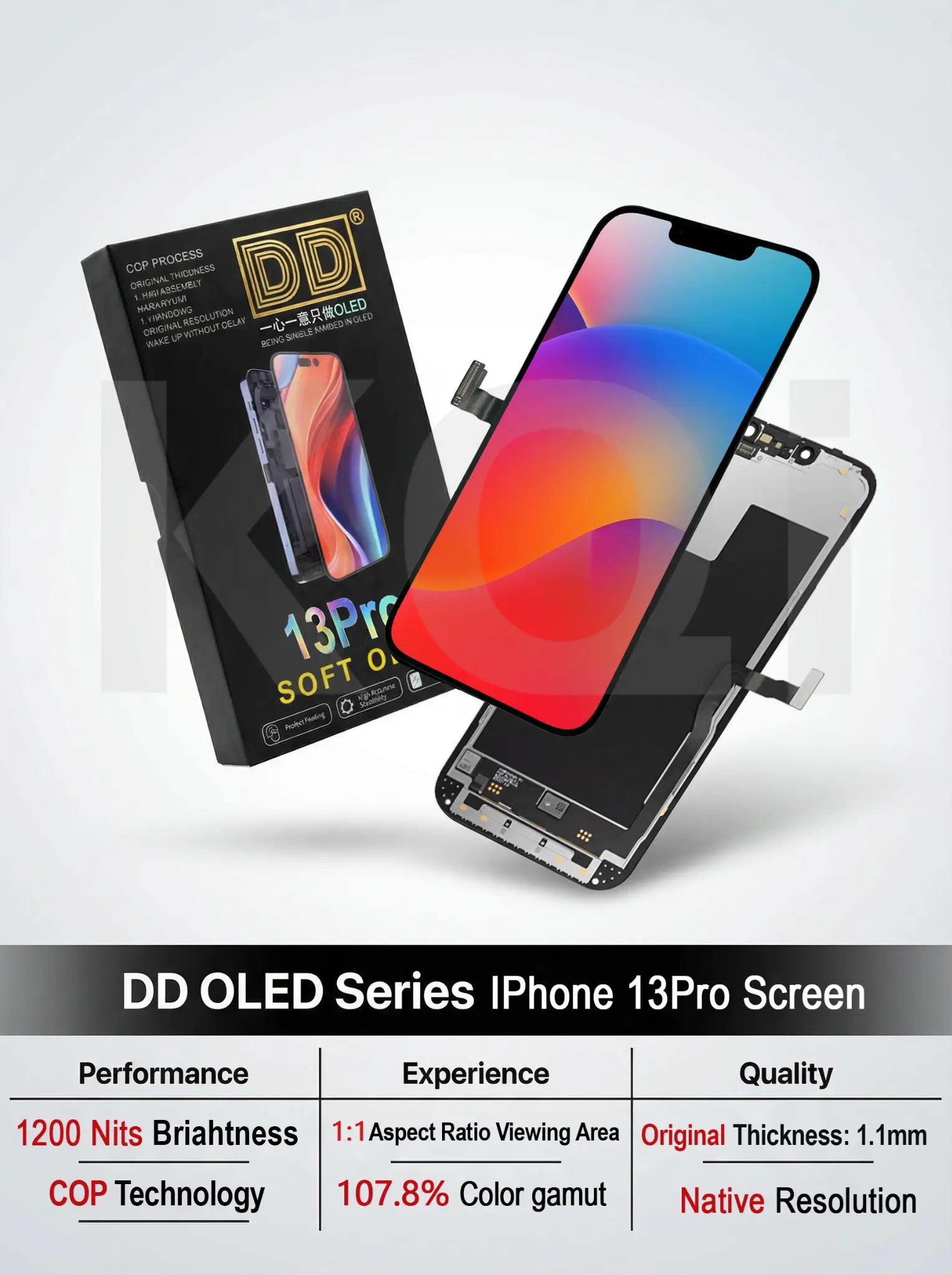Cortex Dd Screen DD OLED Soft Screen for iPhone 13 Pro - Flexible OLED Display with ...